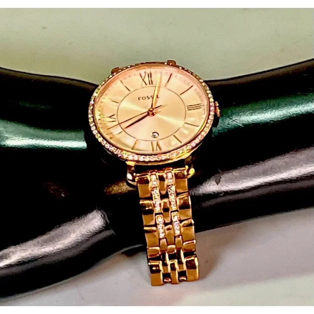 Fossil Jacqueline ES3546 Women’s Rose Gold Crystal Quartz Watch 36mm Date